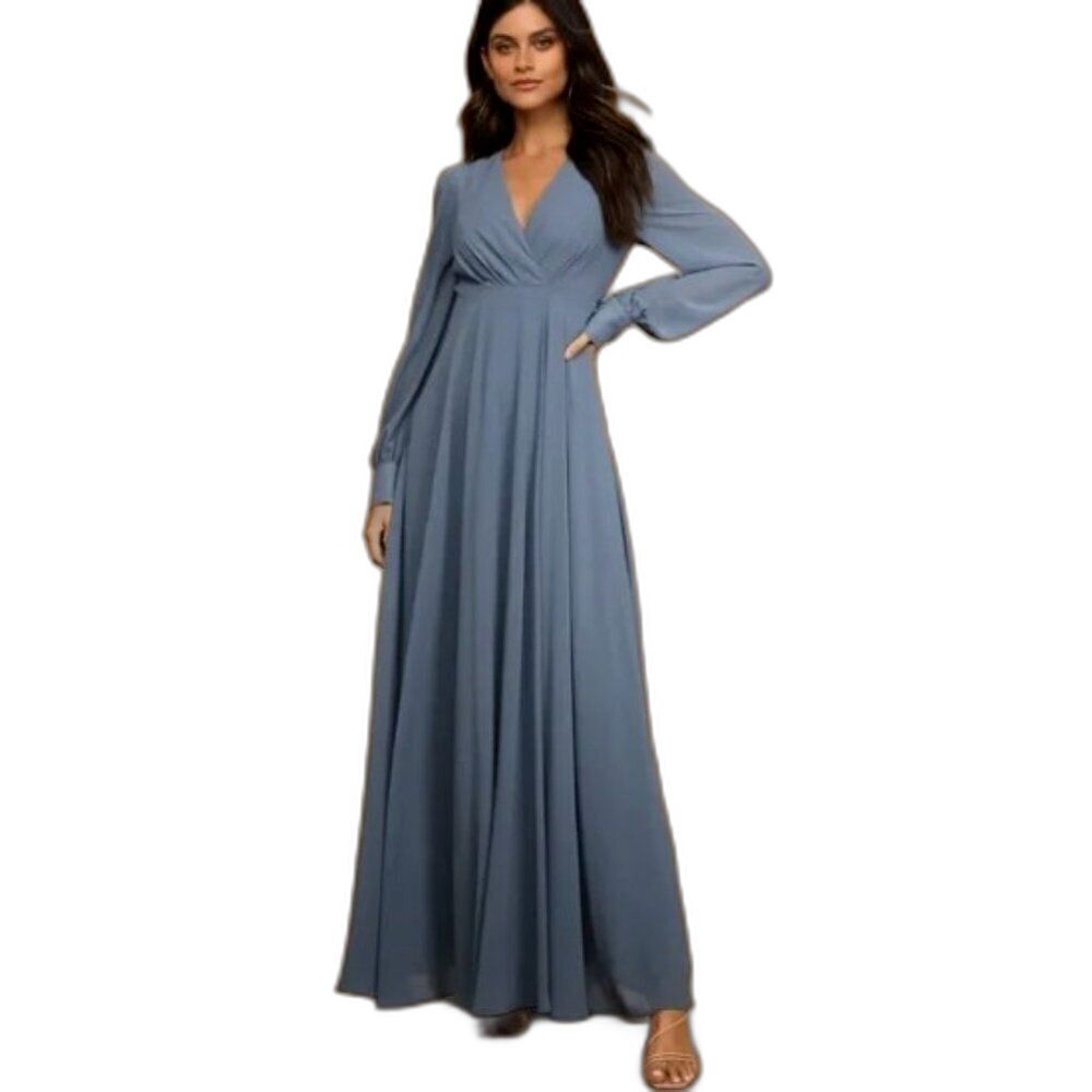 NEW Ricarica Blue Chiffon  Maxi Dress Gown